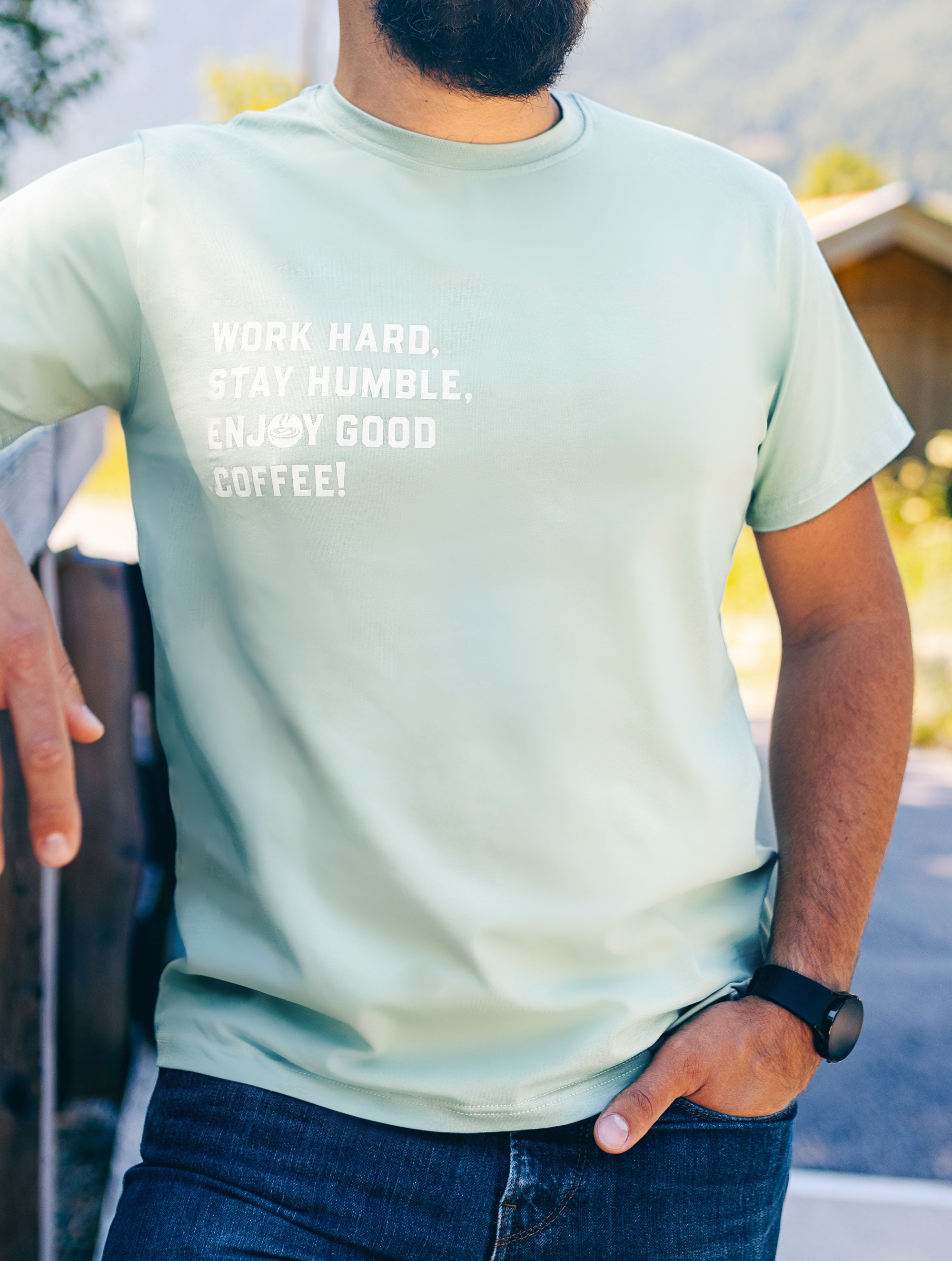 supremo-t-shirt-unisex-jubil-um-work-hard-ocean-mint-bio-baumwolle image 3