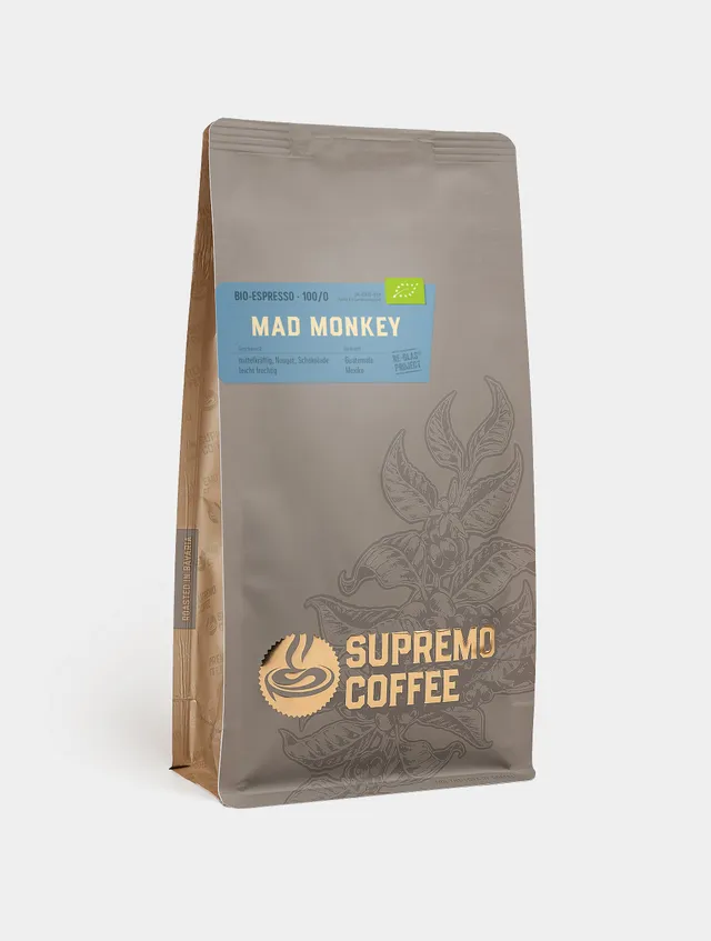 supremo-mad-monkey-espresso-100-bio-arabica-bohnen image 1