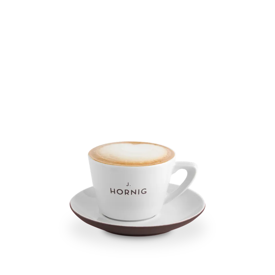 j-hornig-milchkaffeetasse-mit-untertasse-braun-porzellan image 1