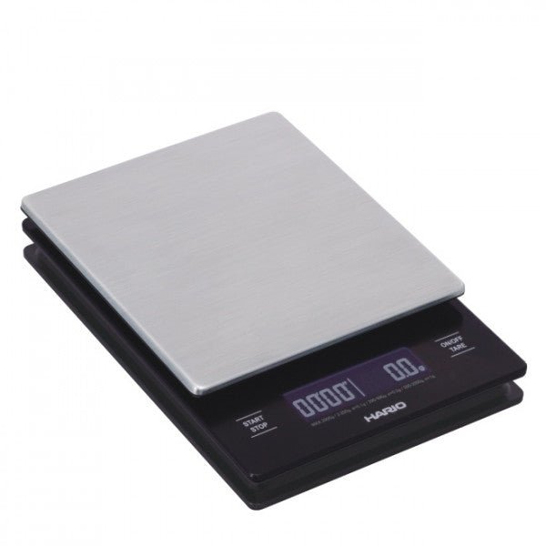 hario-metall-waage-drip-scale-kaffeewaage-0-1-g-mit-timer image 1