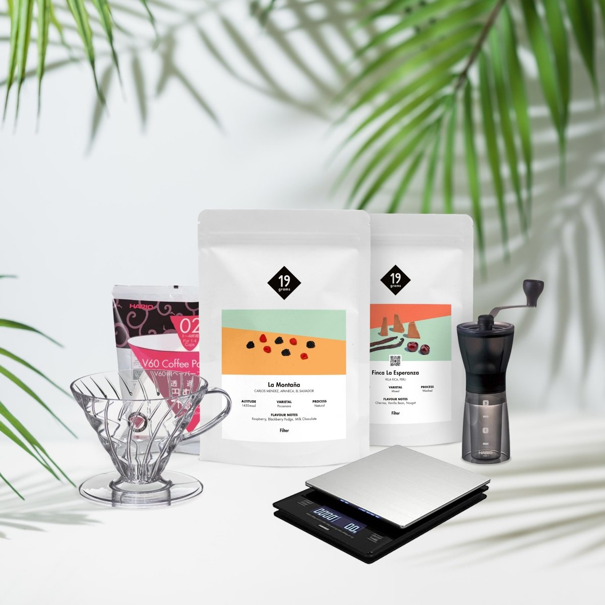 19grams-home-brewer-kaffee-set-mit-hario-v60-waage-und-grinder image 2