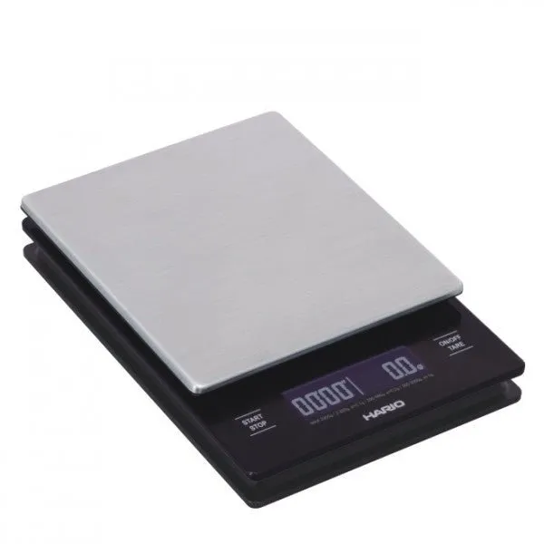 hario-metall-waage-drip-scale-kaffeewaage-0-1-g-mit-timer image 1