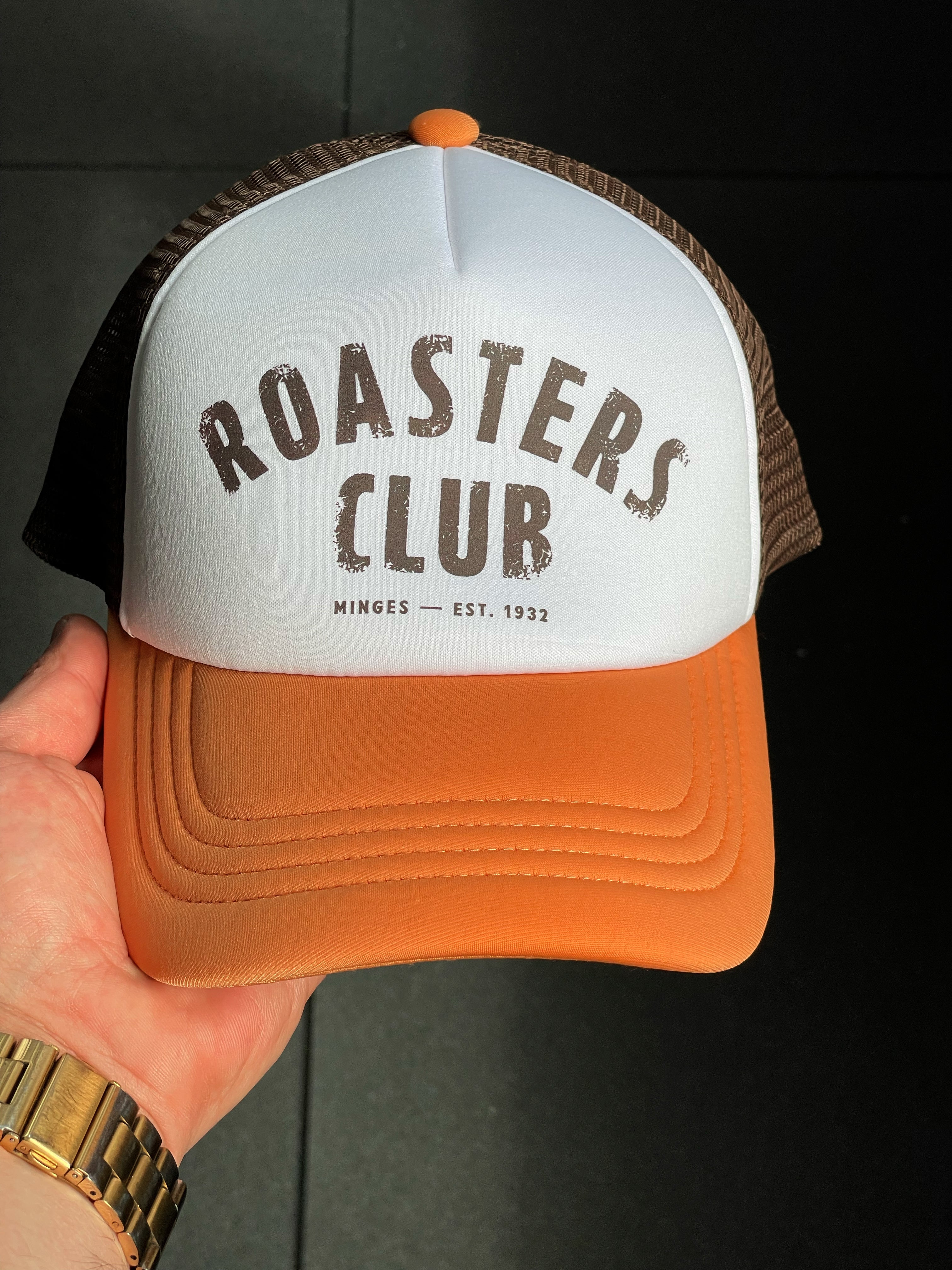 minges-roasters-club-trucker-cap-chocolate-dark-amber-one-size image 3